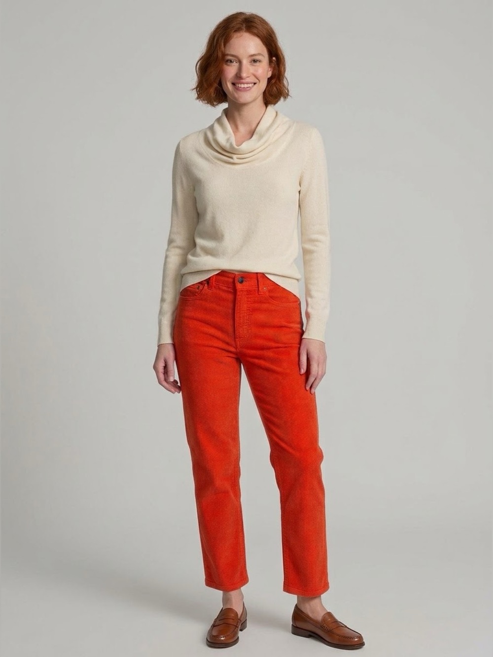 AGOLDE Riley High Rise Straight Corduroy Pants Bright Orange Size 25